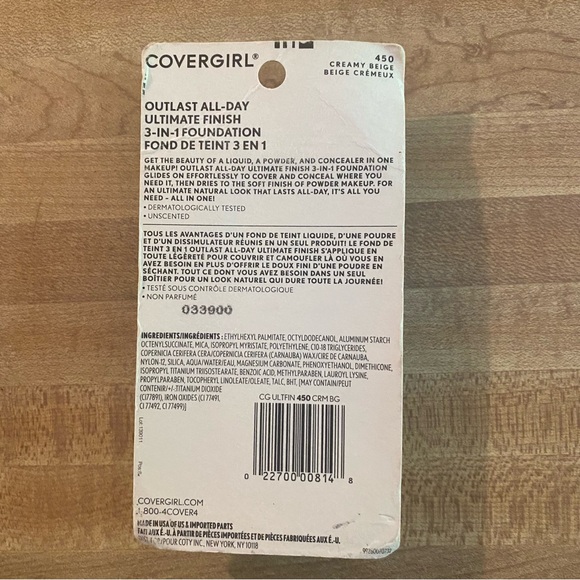COVERGIRL Outlast All Day Ultimate Finish 3-1 Foundation Creamy Beige 450 - Picture 3 of 3